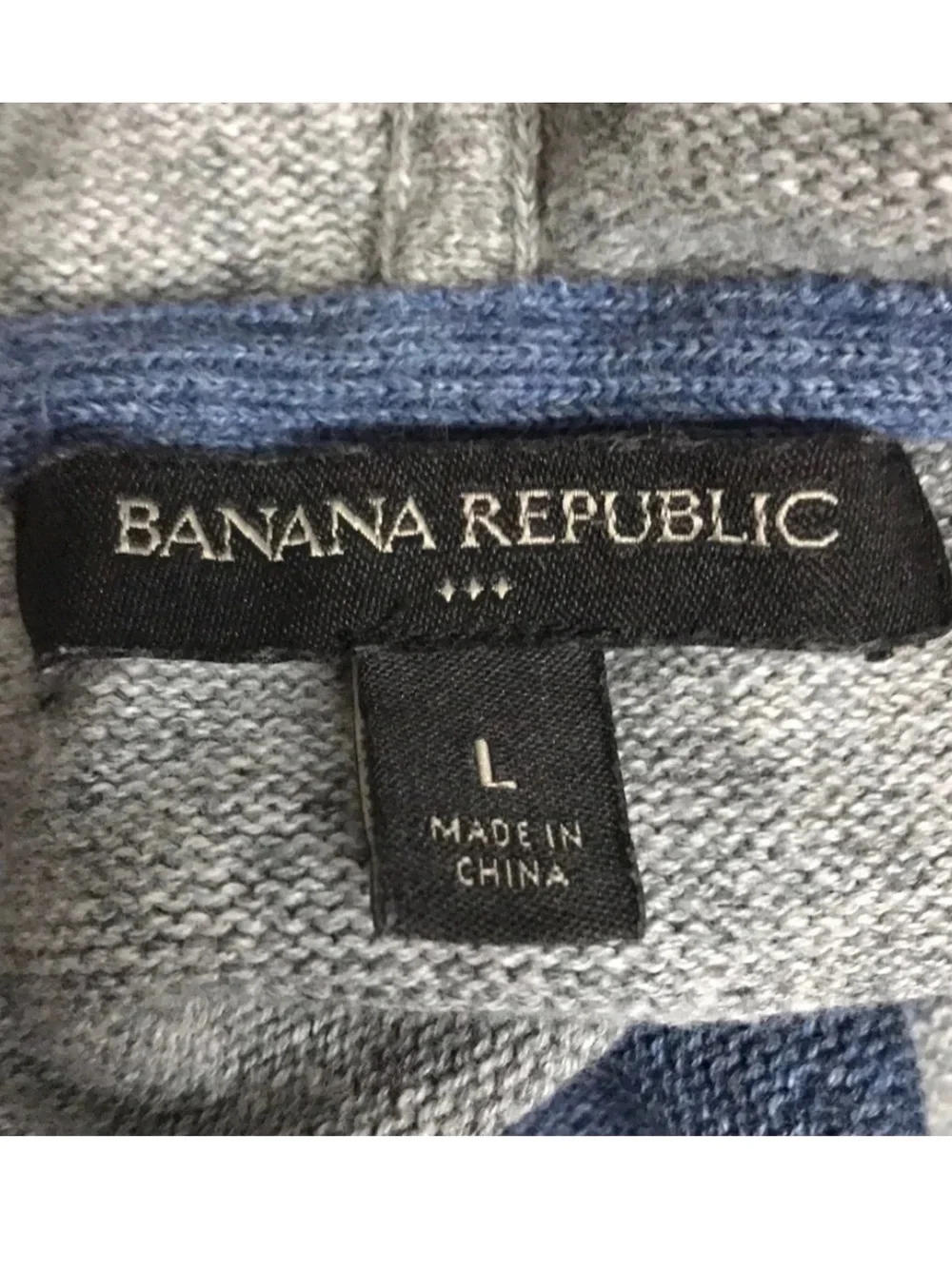 Banana Republic full zip hoodie grey blue striped cotton sweater men size L
